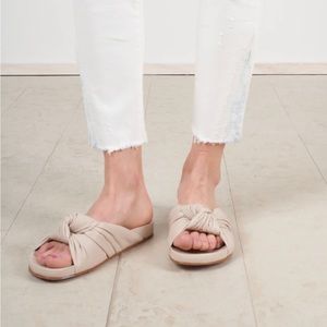 Mercedes Castillo Nora Anatomic Flat Knotted Leather Slides Sandals